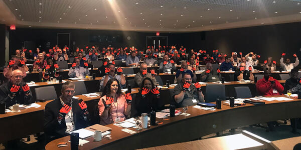 Idealease Safety Seminar - attendees in gloves